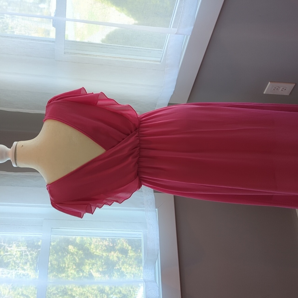 Reversible! Long Hot Pink Spring Dress Barbiecore Ruffles - Picture 4 of 4